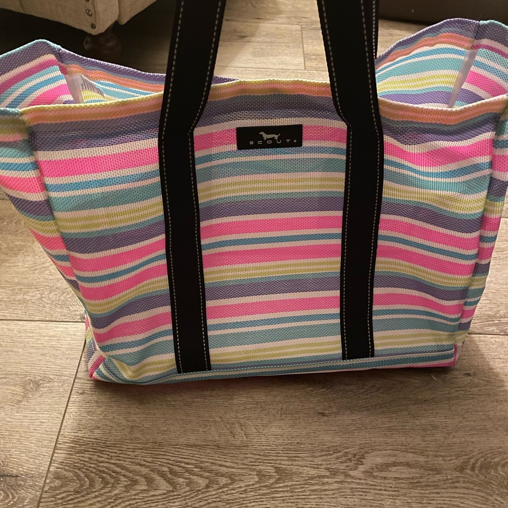 Gorgeous Scout Rainbow Striped Tote/Beach Bag!